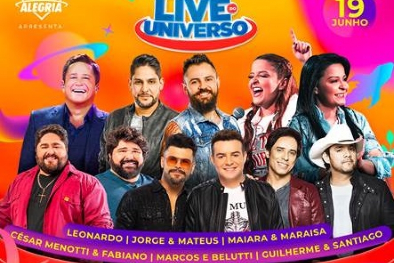 Universo Alegria fará live no dia 19 de junho com grandes nomes do sertanejo 