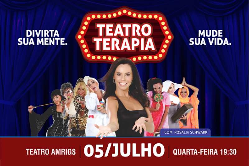 Teatro Terapia com Rosalia Schwark no palco do Teatro Amrigs em Porto Alegre