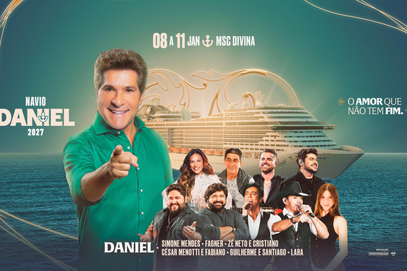 Navio Daniel 2027 confirma terceira edição com grandes nomes da música brasileira a bordo do MSC Divina